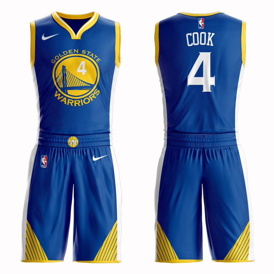 Men 2019 NBA Nike Golden State Warriors 4 Cook blue Customized jersey